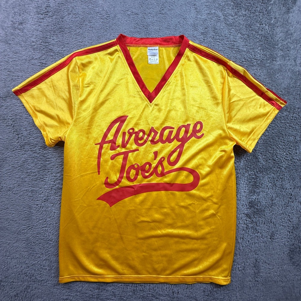 Dodgeball Average Joes Shirt Mens L Yellow Excellent Movie Costume Jersey